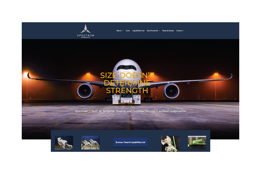 Client Site - Spectrum Aerospace - Website design, development, and search marketing.